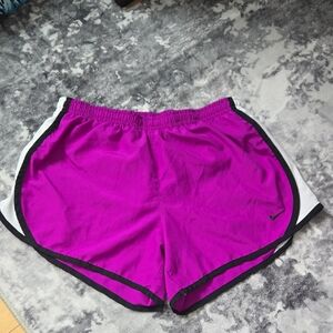 Nike girl's Magenta Athletic Running Shorts with Black Trim